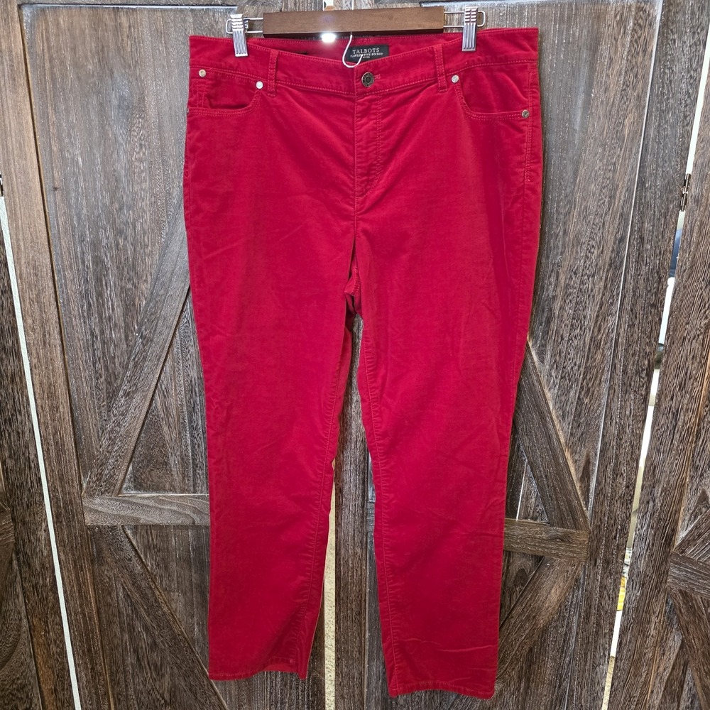 Talbots Pants Women's Size 14p Red Velvet‎ Flawless Five Pocket Petites Straight